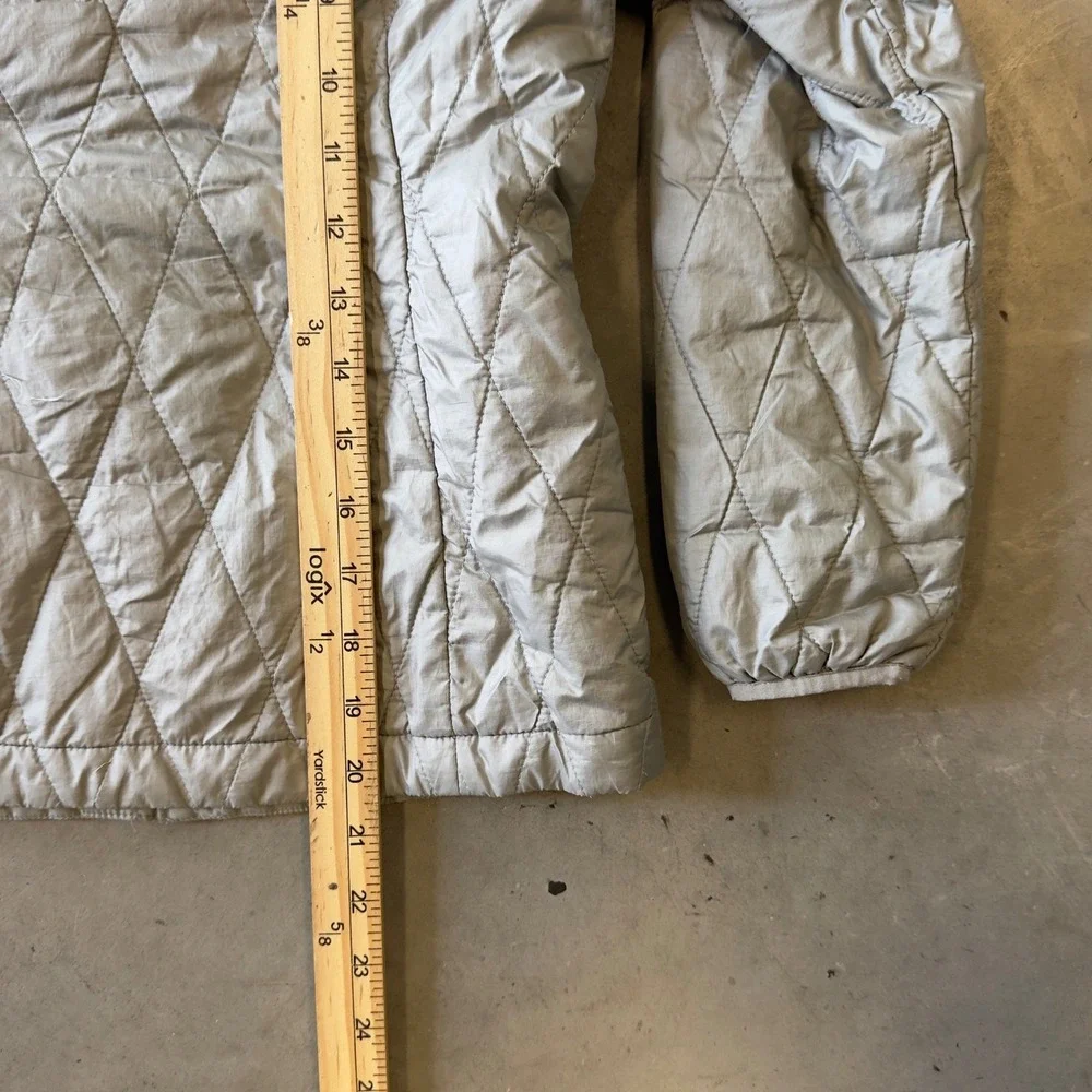 Patagonia Kids Small 7-8 Gray Quilted Full Zip Puffer Jacket Pink Trim